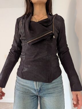 Women's Black Asymmetrical Zip Jacket